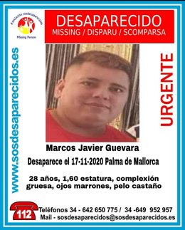 Alerta de desaparición de un chico de 28 años en Palma.