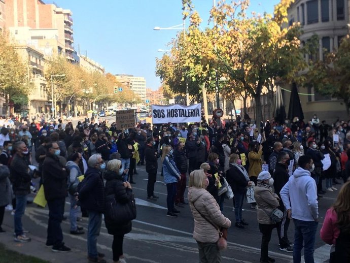 Protesta de la Federació d'Hostaleria de Lleida.