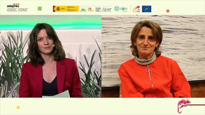 La vicepresidenta cuarta del Gobierno y ministra para la Transición Ecológica y el Reto Demográfico, D Teresa Ribera Rodríguez, participa  en la sesión inaugural de #Adaptes, la I Conferencia Ibérica para la Adaptación al Cambio Climático