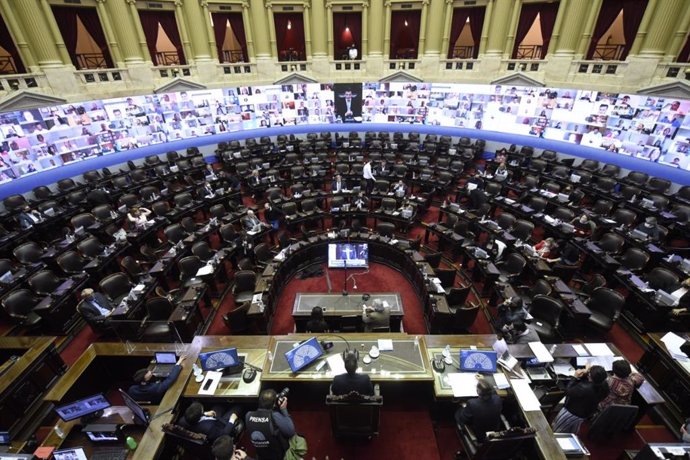Sesión telemática en la Cámara de Diputados de Argentina