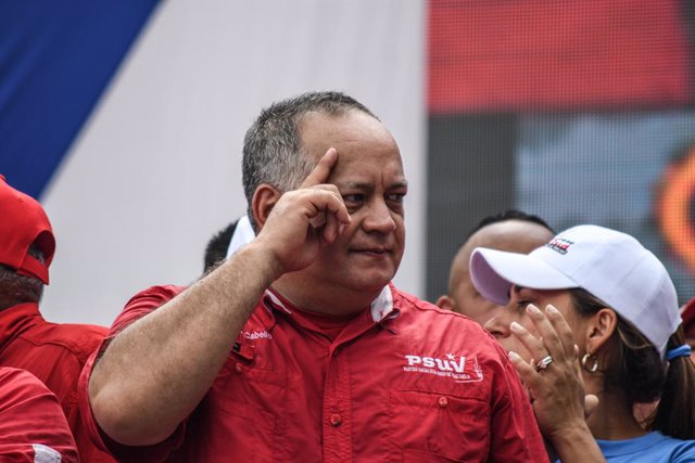 El vicepresidente del Partido Socialista Unido de Venezuela (PSUV) , Diosdado Cabello, durante un acto de campaña en Caracas, Venezuela.