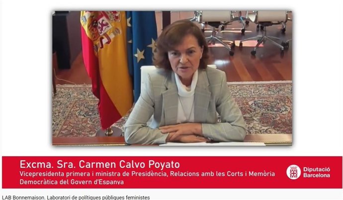 La ministra Carmen Calvo, en una conferencia por la inauguración del LAB Bonnemaison