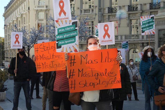 Una de las concentraciones convocada ante el Congreso contra la LOMLOE