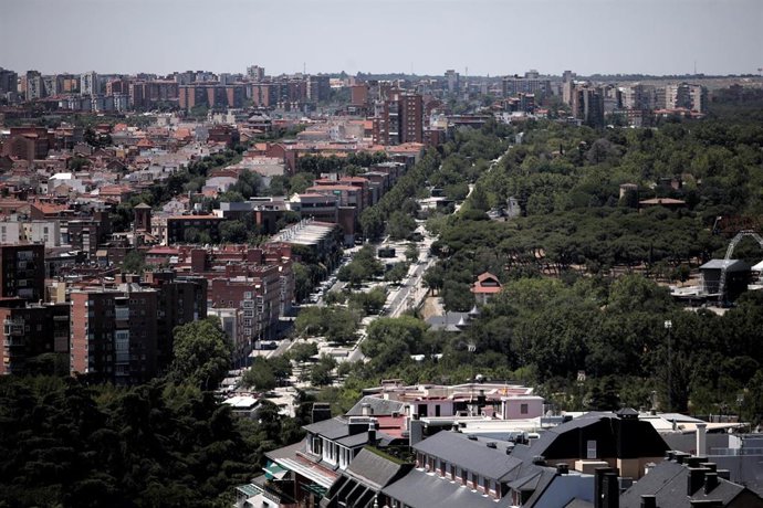Vista de Madrid en los alrededores del Palacio Real y de la calle Bailén