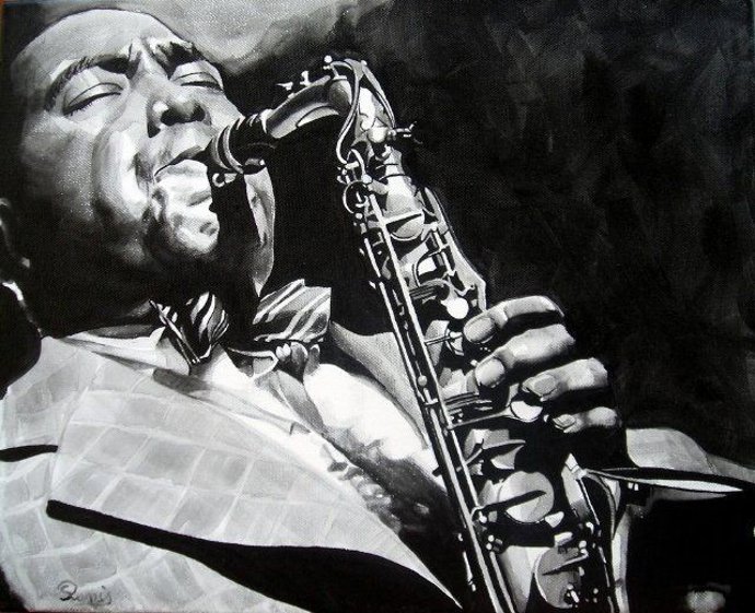 Imagen histórica del músico de jazz Charlie Parker.