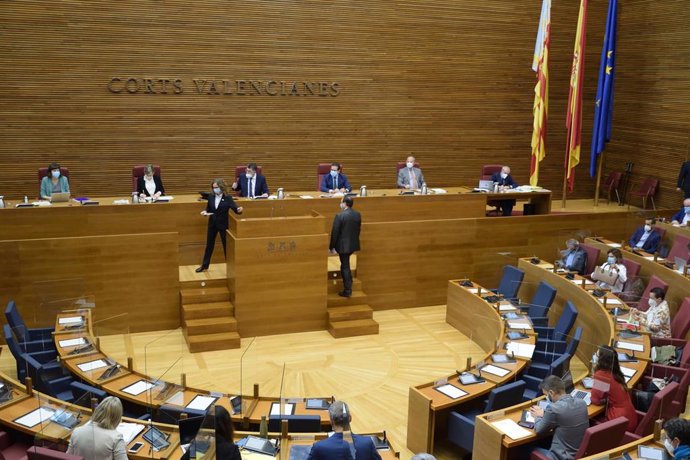 El conseller Vicent Soler sube al estrado de Les Corts