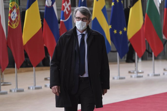 David Sassoli a su llegada a una cumbre del Consejo Europeo en Bruselas