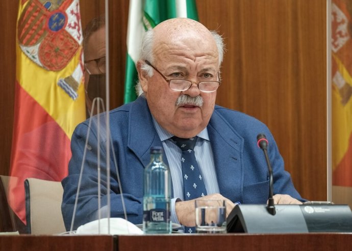El consejero de Salud y Familias, Jesús Aguirre, en comisión parlamentaria.