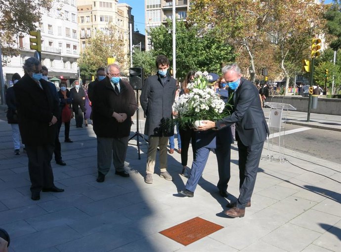 Acto de homenaje y recuerdo al coronel de Aviación Luis Constante Acín, asesinado por los GRAPO en noviembre de 1980, en Zaragoza.
