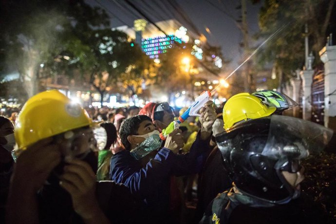 Manifestantes durante una protesta contra el Gobierno de Tailandia.