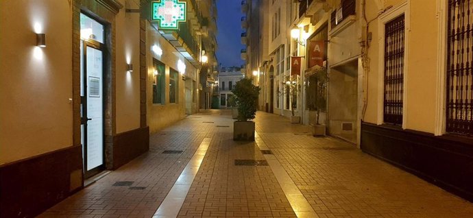Calles vacías en Huelva por el estado de alarma, en una imagen de archivo.