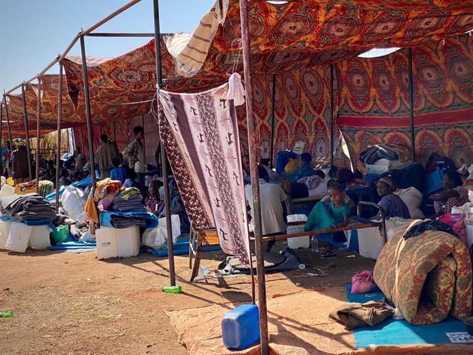 Refugiados etíopes en el campo de Um Raquba, en Sudán