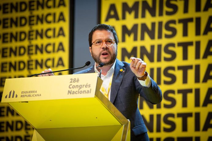 El vicepresident del Govern, Pere Aragons, intervé en el 28 Congrés Nacional d'ERC, a Barcelona a 21 de desembre de 2019