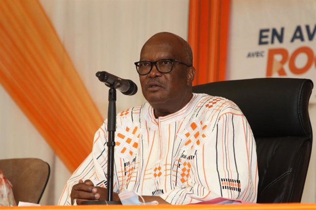 El presidente de Burkina Faso, Roch Marc Christian Kaboré, durante un acto de campaña