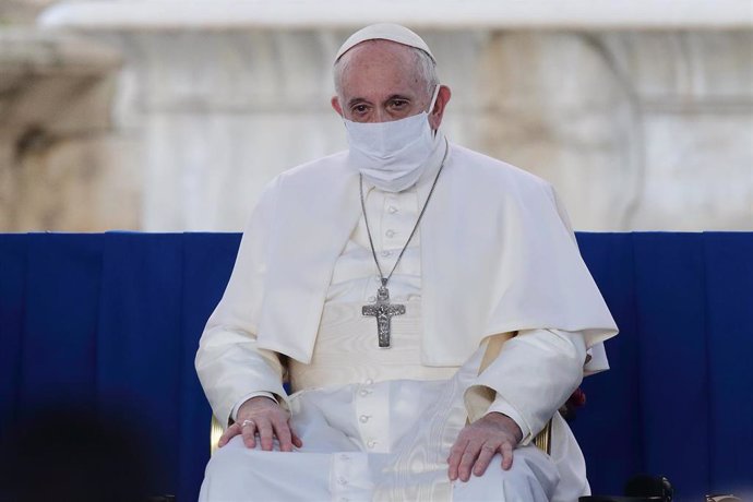 El Papa Francisco, durante un evento con representantes de otras religiones en la Plaza del Campidoglio de Roma el pasado 20 de octubre