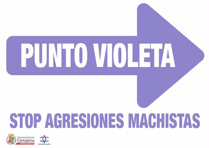 Cartel señalizador del Punto Violeta contra la violencia machista en Carthagineses y Romanos