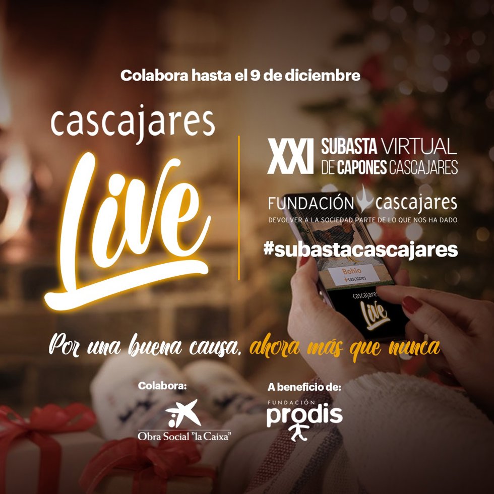 Cartel de la subasta benéfica de capona que se celebrará de  manera online.