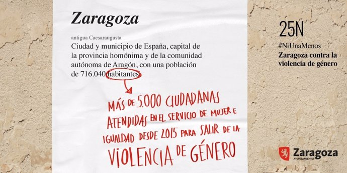 Imagen de la campaña del Ayuntamiento de Zaragoza  del 25 de noviembre