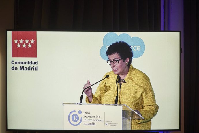 La ministra de Asuntos Exteriores, Unión Europea y Cooperación de España, Arancha González Laya, durante la primera sesión del I Foro Económico Internacional, organizado por el diario 'Expansión', titulada 'El mundo después de la Covid-19: Retos, oportu