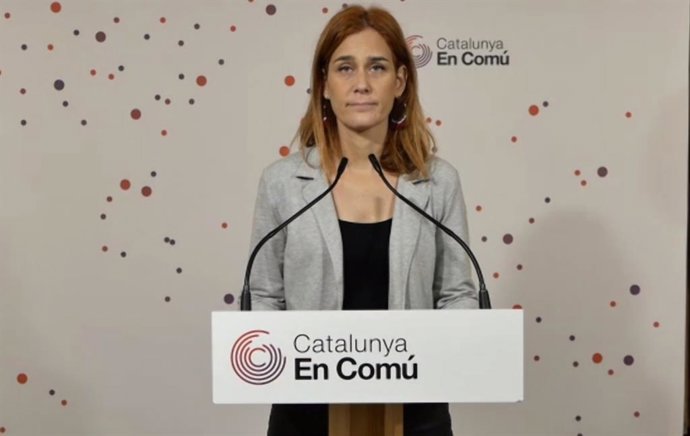 La presidenta dels comuns al Parlament, Jéssica Albiach, en una roda de premsa telemtica.