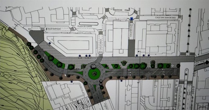 Plano del corredor peatonal de la calle Viena en Cáceres, que unirá los parques de Cánovas y del Príncipe