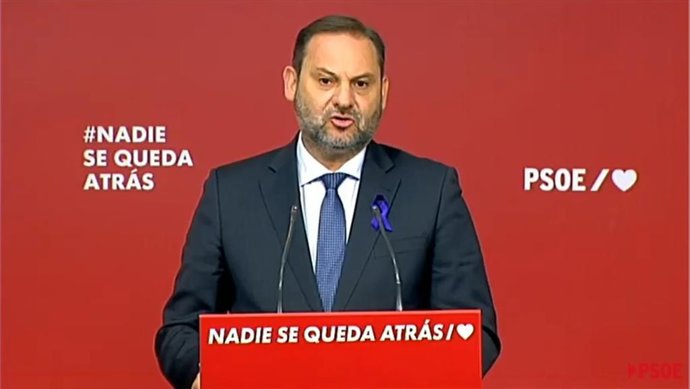 El secretario de Organización y ministro de Transportes, Movilidad y Agenda Urbana, José Luis Ábalos, en rueda de prensa tras la reunión de la Comisión Permanente del PSOE