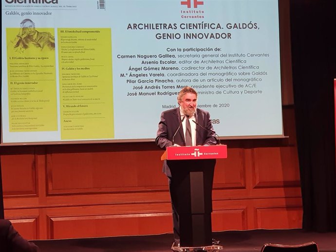 El ministro de Cultura y Deporte, José Manuel Rodríguez Uribes, durante un acto en el Instituto Cervantes sobre Galdós