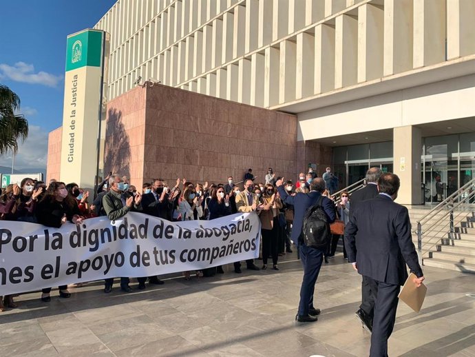 El exdecano del Colegio de Abogados de Málaga, Francisco Javier Lara, llegando al juzgado