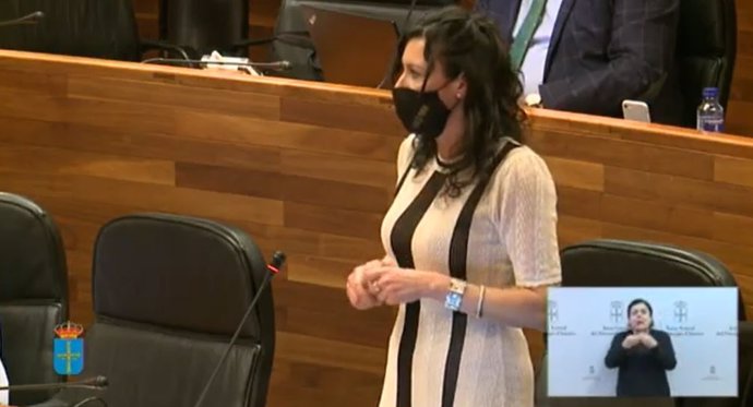La diputada de Podemos, Nuria Rodríguez, interviene en la Junta.