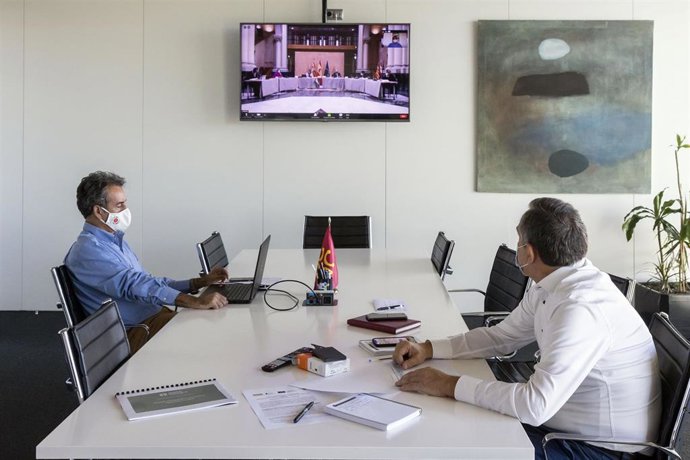 El consejero de Innovación, Industria, Transporte y Comercio, Francisco Martín, participa por videoconferencia en la Mesa de Automoción