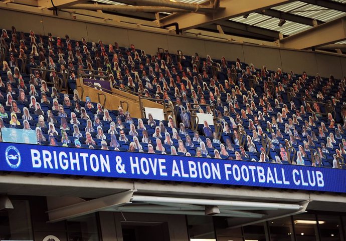 Cardboard cut outs of the Brighton fans in the stands during the Premier League match between Brighton and Hove Albion and Manchester City at the Amex Stadium, Brighton, England on July 11, 2020 - Photo Andrew Cowie / Colorsport / DPPI