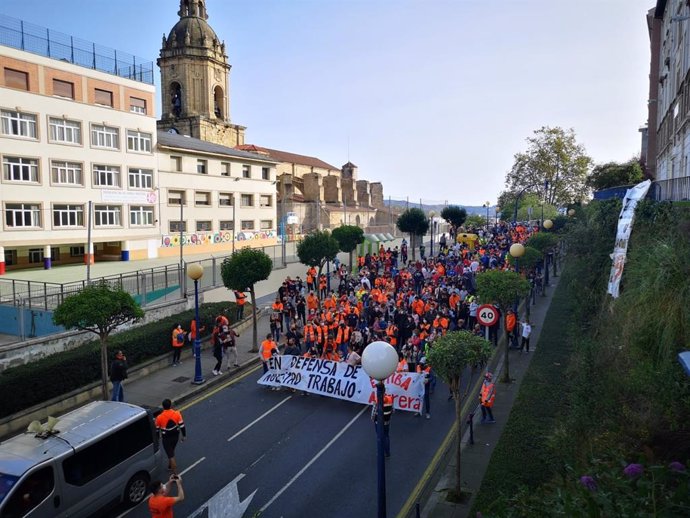 Marcha de trabajadores de estiba del Puerto de Bilbao