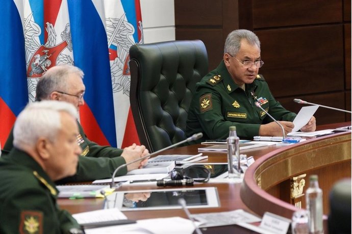 El ministro de Defensa ruso, el general Sergei Shoigu, en una reunión