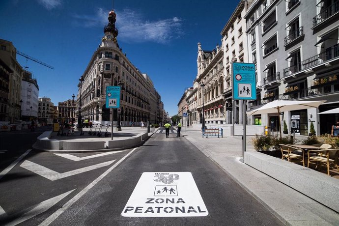 Peatonalización de la Puerta del Sol, a 20 de agosto de 2020.