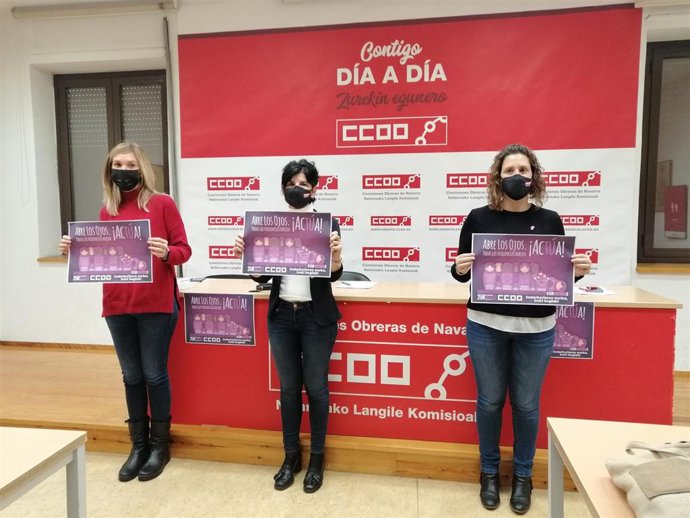 Beatriz Caparroso, Pilar Ruiz y Maite Sánchez, de CCOO de Navarra
