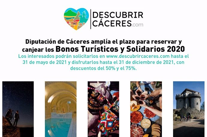 La Diputación de Cáceres amplía el disfrute de los bonos turísticos hasta finales de 2021