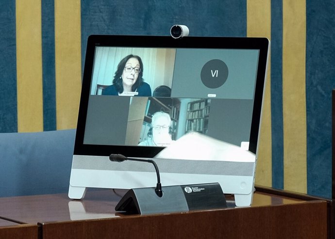 Imagen de la videocomparecencia de este martes de la secretaria general de UPTA Andalucía, Inés Mazuela.