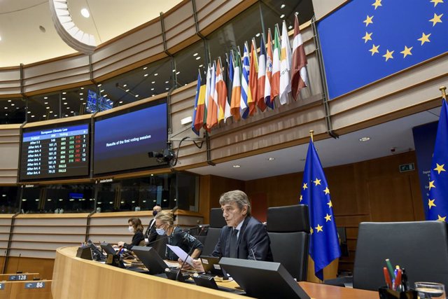El presidente del Parlamento Europeo, David-Maria Sassoli, en una sesión plenaria en Bruselas