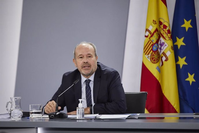El ministro de Justicia, Juan Carlos Campo, durante su intervención en una rueda de prensa posterior al Consejo de Ministros 