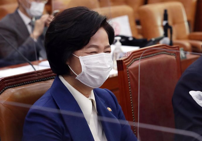 26 October 2020, South Korea, Seoul: South Korean Justice Minister Choo Mi-ae attends a parliamentary audit at the National Assembly. Photo: -/YNA/dpa