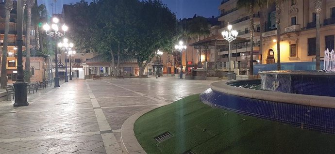 La plaza de Las Monjas, vacía durante el confinamiento.