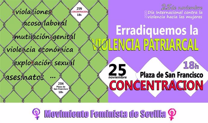 Cartel del Movimiento Feminista de Sevilla por el 25N