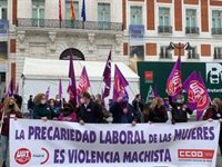 CCOO y UGT reclaman en Sol el fin de todas las "aristas" de la violencia machista y reforzar las medidas contra ella