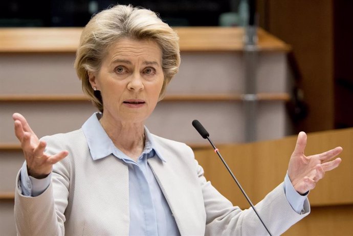Ursula Von Der Leyen, en una comparecencia ante el Parlamento europeo, en Bruselas