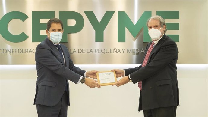 El presidente de Cepyme, Gerardo Cuerva, y el presidente de la Fundación Bertelsman, Francisco Belil