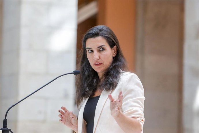 La portavoz de Vox en la Asamblea, Rocío Monasterio, ofrece una rueda de prensa tras su reunión con la presidenta de la Comunidad de Madrid, Isabel Díaz Ayus O.