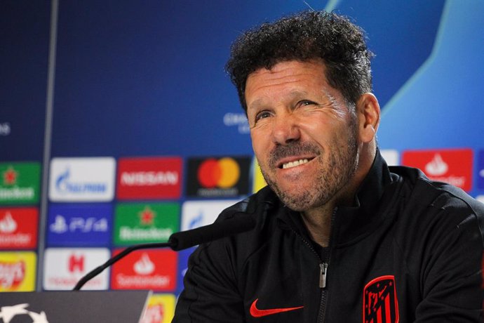 MADRID, SPAIN - JANUARY 17: Diego  Pablo Simeone, head coach of Atletico de Madrid  during press conference the day before the Champions League football match between Atletico de Madrid and Liverpool at Wanda Metropolitano on January 17, 2020 in Madrid,