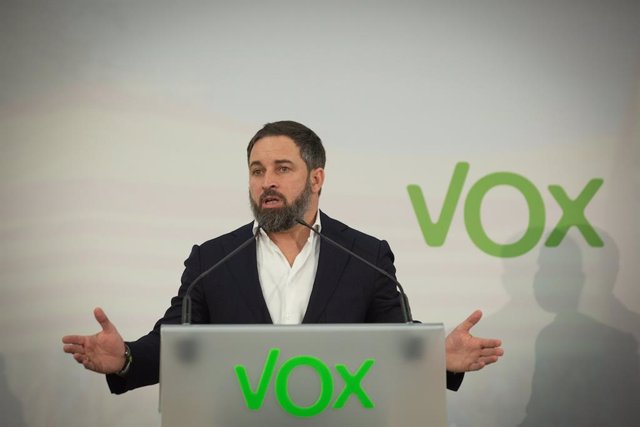 El president de Vox, Santiago Abascal, en una conferència de premsa a Barcelona el dijous 26 de novembre del 2020.