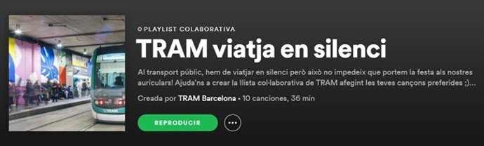 Tram crea una llista musical collaborativa per promoure el silenci durant els viatges