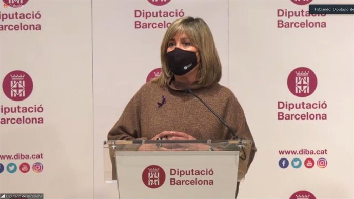 La presidenta de la Diputació de Barcelona, Núria Marín, en la roda de premsa de presentació del Pressupost pel 2021.
